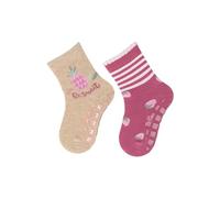 Sterntaler ABS -Socken 2er Pack Obst für Mädchen - Babysocken mit Anti -Rutsch -Noppen auf der Sohle - Antirutsch Socken für Babys im Set mit Motiv - beige melange, 18