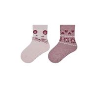 Sterntaler ABS Socken Doppelpack Mädchen - Flauschige Stoppersocken mit Innenfrottee - Motive Katze und Maus - lichtrosa, Größe 26