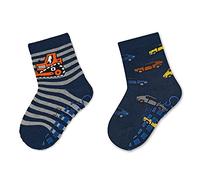 Sterntaler ABS Socken Doppelpack Motiv Bagger und Auto - Stoppersocken - ABS-Motiv auf Sohle - Krabbelsöckchen mit Innenfutter im Sohlenbereich - Baby und Kinderstrümpfe, marine, Größe 24