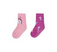 Sterntaler ABS Socken Doppelpack Motiv Regenbogen und Blumen - Kinder Stoppersocken - ABS-Motiv auf Sohle - Krabbelsöckchen - Baby und Kinderstrümpfe, perlrosa, Größe 20