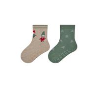 Sterntaler ABS Socken Doppelpack Unisex - Flauschige Stoppersocken mit Innenfrottee für Jungen und Mädchen - Warme Baby- und Kinderstrümpfe Weihnachten - natur melange, Größe 24