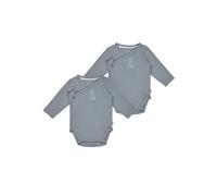 Sterntaler Baby Body Doppelpack Motiv Dino Rexi - Unisex - Wickelbody seitlich knöpfbar mit Druck auf der Brust - Langarm Jerseybody mit Druckknöpfen im Schritt - Farbe graublau - Größe 44