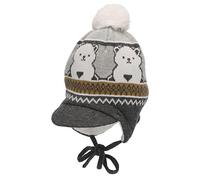 Sterntaler Baby Bommelmütze Bär - Kappe für Jungen aus Baumwolle Mit Bindeband - Hellgrau, Größe 41