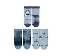 Sterntaler Baby-Jungen 3er-Pack Haie/Ringel Söckchen, blau, 18
