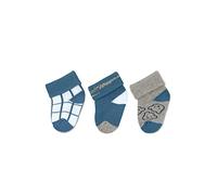 Sterntaler Baby Jungen Baby Socken Erstlingssocken 3er Pack Krokodil - Socken Baby, Babysöckchen - aus Baumwolle - mittelblau, 0-4 monate