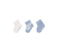 Sterntaler Baby Jungen Baby Socken GOTS Söckchen 3er-Pack Ringel Strümpfe - Socken Baby - mit Ringel Motiv und uni - bleu, 14