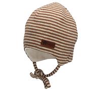 Sterntaler Baby Jungen Beanie Baby Beanie Ringel Mütze - Beanie Baby, Kinderbeanie - aus Strick mit Ohrenklappen und Bindeband - braun, 35