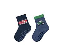 Sterntaler Baby Jungen Fliesen Socken Baby ABS-Söckchen Doppelpack Feuerwehr - Fliesen Rutsch Socken Baby - aus Baumwolle - marine, 18