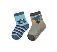 Sterntaler Baby Jungen Fliesen Socken Baby FLI AIR Doppelpack Auto & Planet Strümpfe - Fliesen Rutsch Socken Baby - mit Auto-Motiven - mittelblau, 18