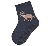 Sterntaler Baby Jungen Fliesen Socken Baby FLI Soft Elch Strümpfe meliert - Fliesen Rutsch Socken Baby - mit Elch Motiv und Vollplüsch - blau, 18