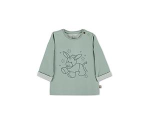 Sterntaler Baby Jungen Langarmshirt Baby GOTS Langarm-Shirt Emmi Druck - Baby Shirt Langarm - mit Esel Druck und Knopf - grün, 50
