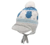 Sterntaler Baby Jungen Mütze Baby Bommelmütze Bär Mütze - Mütze Baby, Kappe Kinder - aus Baumwolle mit Bindeband - mittelblau, 43