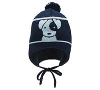 Sterntaler Baby Jungen Mütze Baby Bommelmütze Hund Mütze - Mütze Baby - aus Baumwolle mit Ohrenklappen und Bindeband - Marine, 43