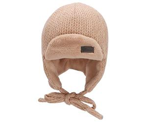 Sterntaler Baby Jungen Mütze Baby Fliegermütze Strickoptik Mütze - Mütze Baby - aus Viskose mit Ohrenklappen und Bindeband - beige, 45