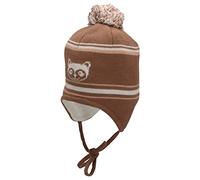 Sterntaler Baby Jungen Mütze Baby GOTS Bommelmütze Waschbär Mütze - Mütze Baby - aus Baumwolle mit Ohrenklappen und Bindeband - braun, 47