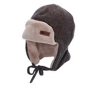 Sterntaler Baby Jungen Mütze - Fliegermütze Hahnentritt - Mütze Baby - mit Hahnentritt Muster und Bindeband - dunkelbraun, 49