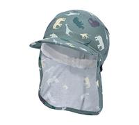 Sterntaler Baby Jungen Schirmmütze - Baby Mütze mit Schirm und Nackenschutz - Safari-Muster - Baumwolle - Dunkelgrün, 45