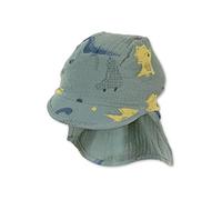 Sterntaler Baby Jungen Schirmmütze Baby Schirmmütze Nackenschutz Dinos - Schirmmütze Baby, Baby Mützen - aus Baumwolle - dunkelgrün, 53