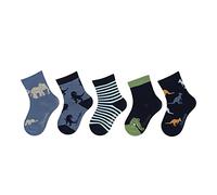 Sterntaler Baby-Jungen Söckchen 5er-Pack, weiche und anschmiegsame Babysocken mit niedlichen Dino-, Känguru-, Ringel-, Krokodil- und Elefanten-Motiven, aus Baumwollmischung - Marine, Größe 17-18