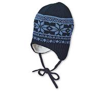 Sterntaler - Baby Jungen Strickmütze zum Binden mit Muster und Baumwollfleece-Futter, Marineblau - 4701943, Größe 43