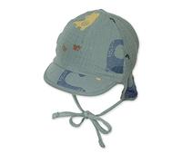 Sterntaler Baby Jungen Wende-Schirmmütze m.Nackensch. Wende Schirmmütze Nackenschutz Dino - Wendemütze Kinder - aus Baumwolle - dunkelgrün, 37