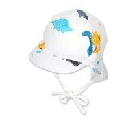 Sterntaler Baby Jungen Wende-Schirmmütze m.Nackensch. Wende Schirmmütze Nackenschutz Dino - Wendemütze Kinder - aus Baumwolle - beige, 37