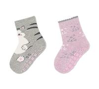 Sterntaler Baby-Mädchen ABS-Söckchen DP Katze Hausschuh-Socken, Hellgrau Mel, 21/22 EU