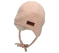 Sterntaler Baby Mädchen Beanie Baby Beanie Ringel Mütze - Beanie Baby, Kinderbeanie - aus Strick mit Ohrenklappen und Bindeband - rosa, 33