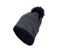 Sterntaler Baby Mädchen Bommelmütze Glitzereffekt - Mütze Baby - Strick mit Kunstpelz Bommel und Glitzer - marine, 51