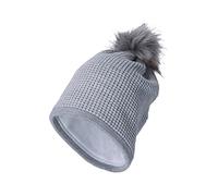 Sterntaler Baby Mädchen Mütze Baby Bommelmütze Glitzereffekt Mütze - Mütze Baby - Strick mit Kunstpelz Bommel und Glitzer - hellgrau, 55