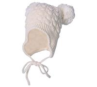 Sterntaler Baby Mädchen Bommelmütze - Struktur Mütze für Kinder, aus Baumwolle mit Bindeband - beige, 49
