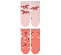 Sterntaler Baby-Mädchen Doppelpack Pferde+Blumen ABS Söckchen, rosa, 18