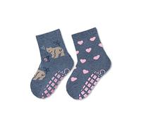 Sterntaler Baby - Mädchen Fliesen Socken Baby Abs-söckchen Doppelpack Bär und Herzen, Tintenblau, 18