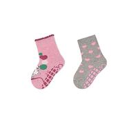 Sterntaler Baby Mädchen Fliesen Socken Baby ABS-Söckchen Doppelpack Maus & Herzen Strümpfe - Fliesen Rutsch Socken - mit Tier-Motiv - rosa meliert, 18