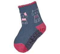 Sterntaler Baby Mädchen Fliesen Socken Baby Glitzer-Flitzer Soft Katzen Strümpfe meliert - Fliesen Rutsch Socken - mit Vollplüsch - tintenblau, 18