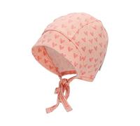 Sterntaler Baby Mädchen Häubchen Baby Häubchen Herzen Mütze - Baby Häubchen, Babymütze - aus bedruckter Baumwolle mit Bindeband - rosa, 45