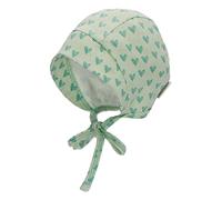 Sterntaler Baby Mädchen Häubchen Herzen Mütze - Baby Häubchen, Babymütze - aus bedruckter Baumwolle mit Bindeband - Grün, 35