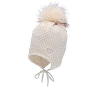 Sterntaler Baby Mädchen Mütze Baby Bommelmütze Strass-Herz Mütze - Mütze Baby, Kappe Kinder - aus Baumwolle mit Bindeband - beige, 43