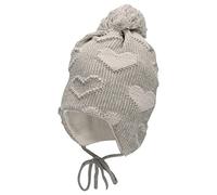 Sterntaler Baby Mädchen Mütze Baby GOTS Bommelmütze Herzchen Mütze - Mütze Baby, Kappe Kinder - aus Baumwolle mit Bindeband - hellgrau, 47