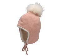 Sterntaler Baby Mädchen Mütze Baby Inka Lurex Mütze - Mütze Baby, Kappe Kinder - aus Strickware mit Bommel und Bindeband - rosa, 47