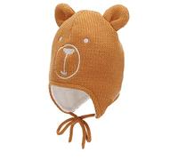 Sterntaler Baby Mädchen Strickmütze Baby Strickmütze - Baby Strickmütze, Mütze Baby, Kappe Kinder - aus Wolle mit Bindeband - hellbraun, 45