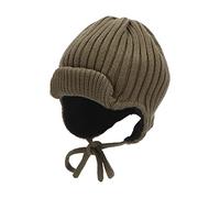 Sterntaler Baby Mädchen Strickmütze - GOTS Strickmütze mit Aufschlag - Baby Mütze aus Baumwolle mit Bindeband - dunkelgrün, 43