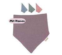 Sterntaler Baby Musselin Halstuch mit Name | BIO Baumwolle | Sterntaler personalisiert Dreieckstuch | 0-4 Jahre | Druckknopf | Babygeschenk Geschenk Geburt (Musselin Lila)