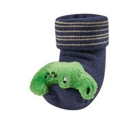 Sterntaler Baby Rasselsocken Krokodil - Baby-Socken mit Umschlag, Innenfrottee, Krokodil-Figur und integrierter Rassel, Blau, Größe 16