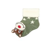Sterntaler Baby Socken Unisex Rasselsocken - weiche Baumwollsocken mit Umschlag, Innenfutter und Elch-Motiv - mit Rassel - eukalyptus, Größe 16