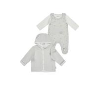 Sterntaler Baby Set - Strampler mit Langarm Body & Wendejacke - Baumwolljersey mit Pfoten-Motiv und Stickerei Hund Lucky - Strampler mit Knopfleiste und Babyjacke mit Kapuze - Farbe Silber - Größe 56