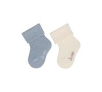 Sterntaler Baby -Socken 2er Pack Rippe Umschlag für Jungen - Babysocken mit Rippenmuster und Umschlag - Erstlingssocken für warme Babyfüße - graublau, 16