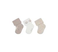 Sterntaler Baby Socken 3er Pack Bär - Unisex Söckchen mit Umschlag und Innenfrottee - weiche Kindersocken mit Motiv Bär, Tatzen und Streifen - sand, Gr. 16