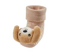Sterntaler Baby Socken Unisex Rasselsocken - weiche Baumwollsocken mit Umschlag, Innenfutter und Hund-Motiv - mit Rassel - beige, Größe 16