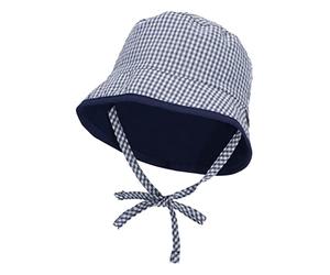 Sterntaler Baby Unisex Hut Baby Wende Fischerhut Karo - Baby Hut, Kopfbedeckung Baby Sommer, Sommerhut Baby - aus Baumwolle - Marine, 39